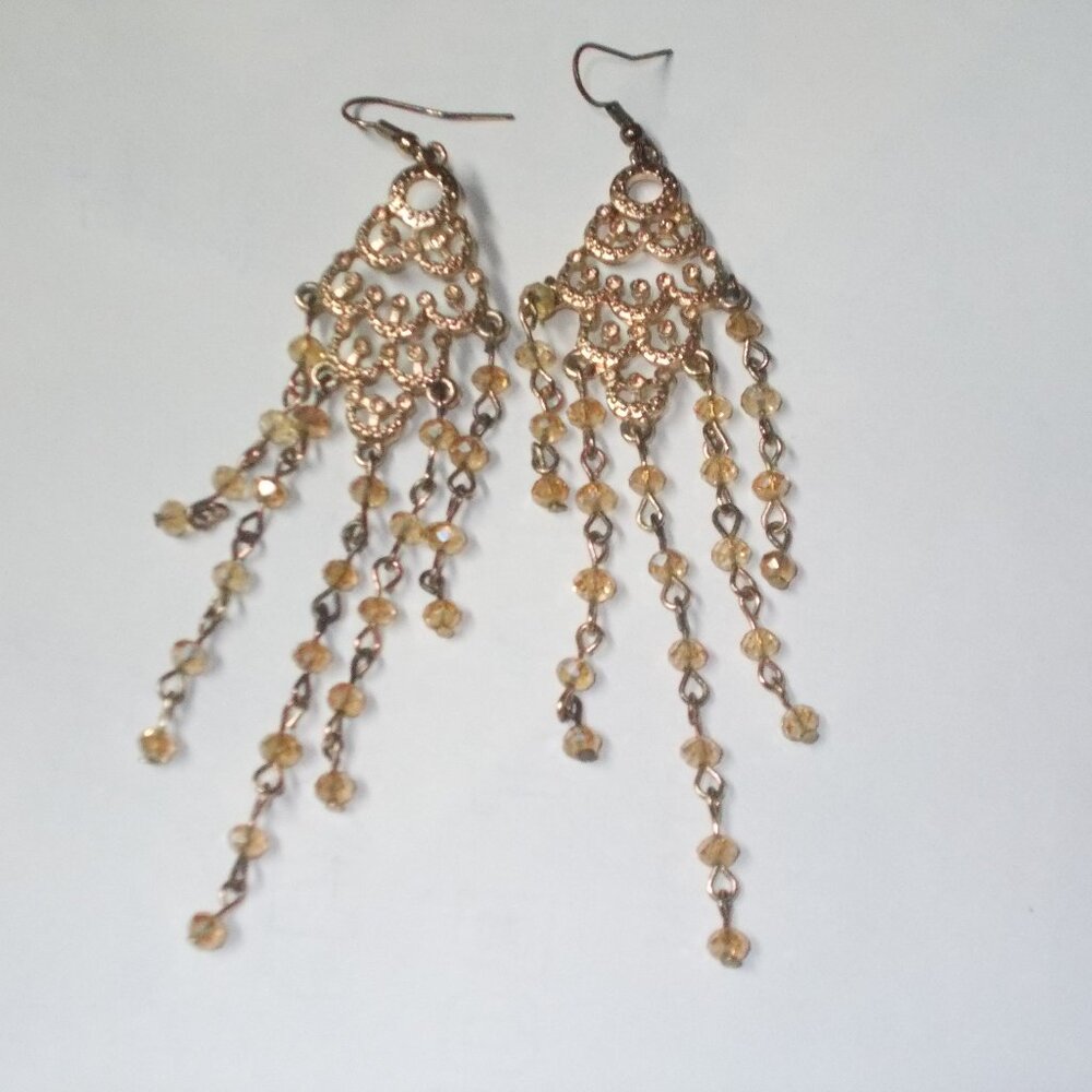 Goldtone dangly bead earrings